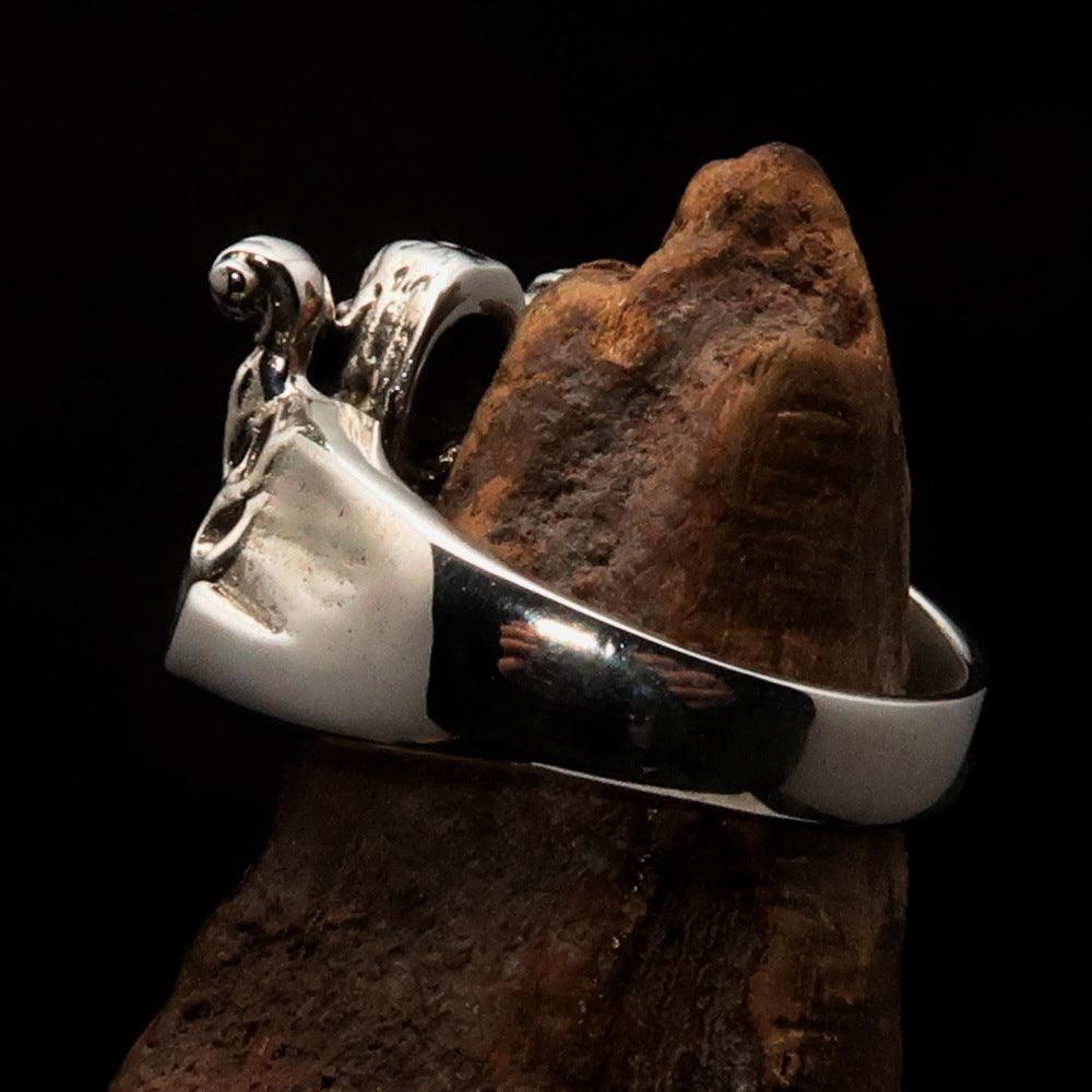 Men's Outlaw Ring Biker on Chopper - antiqued Sterling Silver