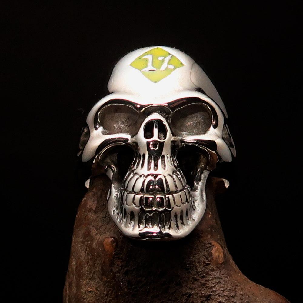 Mirror polished Men's Outlaw Biker Ring yellow 1% Skull - Sterling Silver