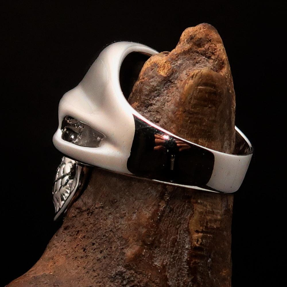 Mirror polished Men's Outlaw Biker Ring yellow 1% Skull - Sterling Silver