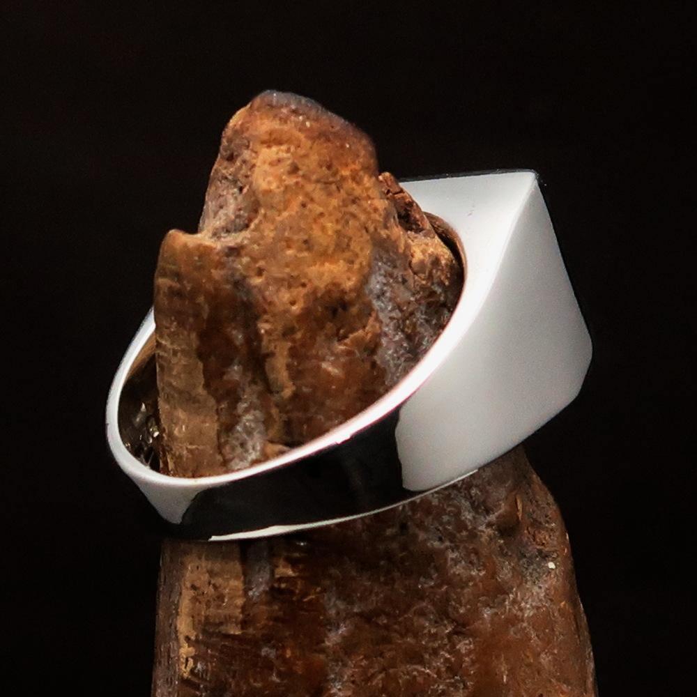 Perfectly crafted Men's red Naval Cannon Ring - Sterling Silver