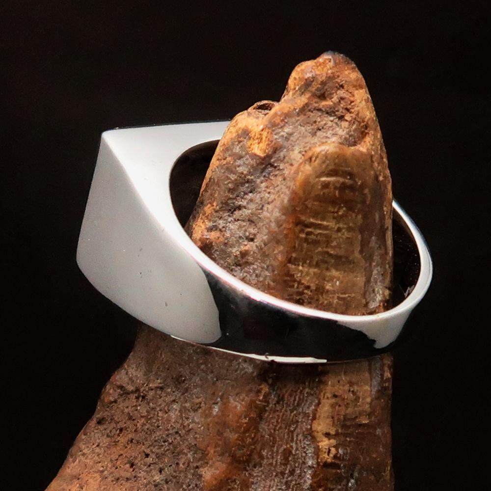 Perfectly crafted Men's red Naval Cannon Ring - Sterling Silver
