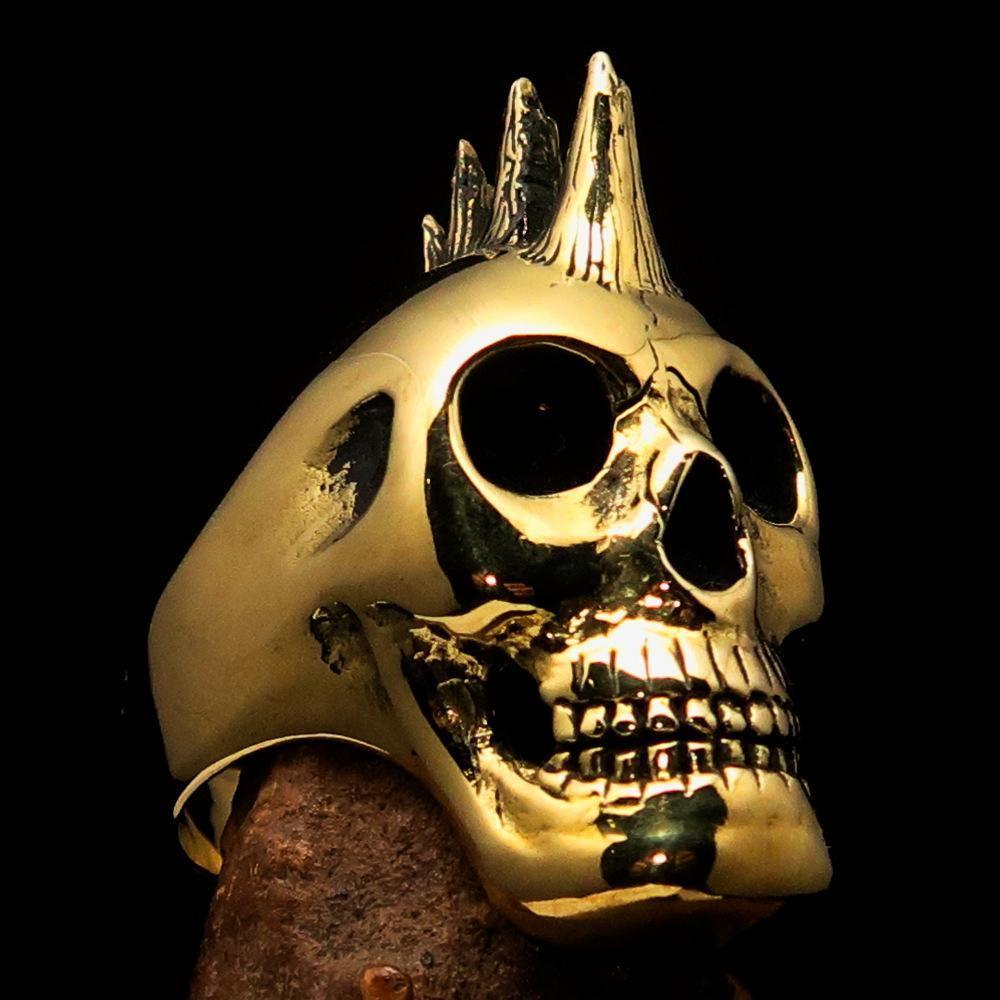 Excellent crafted Men's Punk Skull Ring Mohawk - Solid Brass