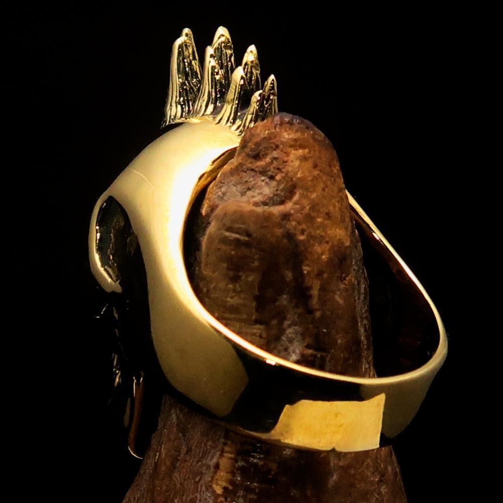 Excellent crafted Men's Punk Skull Ring Mohawk - Solid Brass