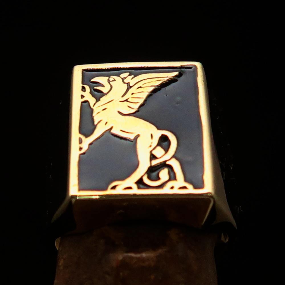Perfectly crafted Men's Black Griffin Ring Griffon - Solid Brass