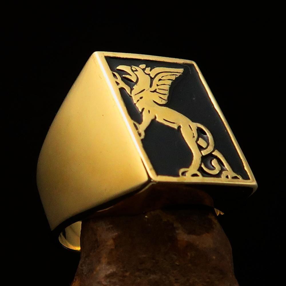 Perfectly crafted Men's Black Griffin Ring Griffon - Solid Brass