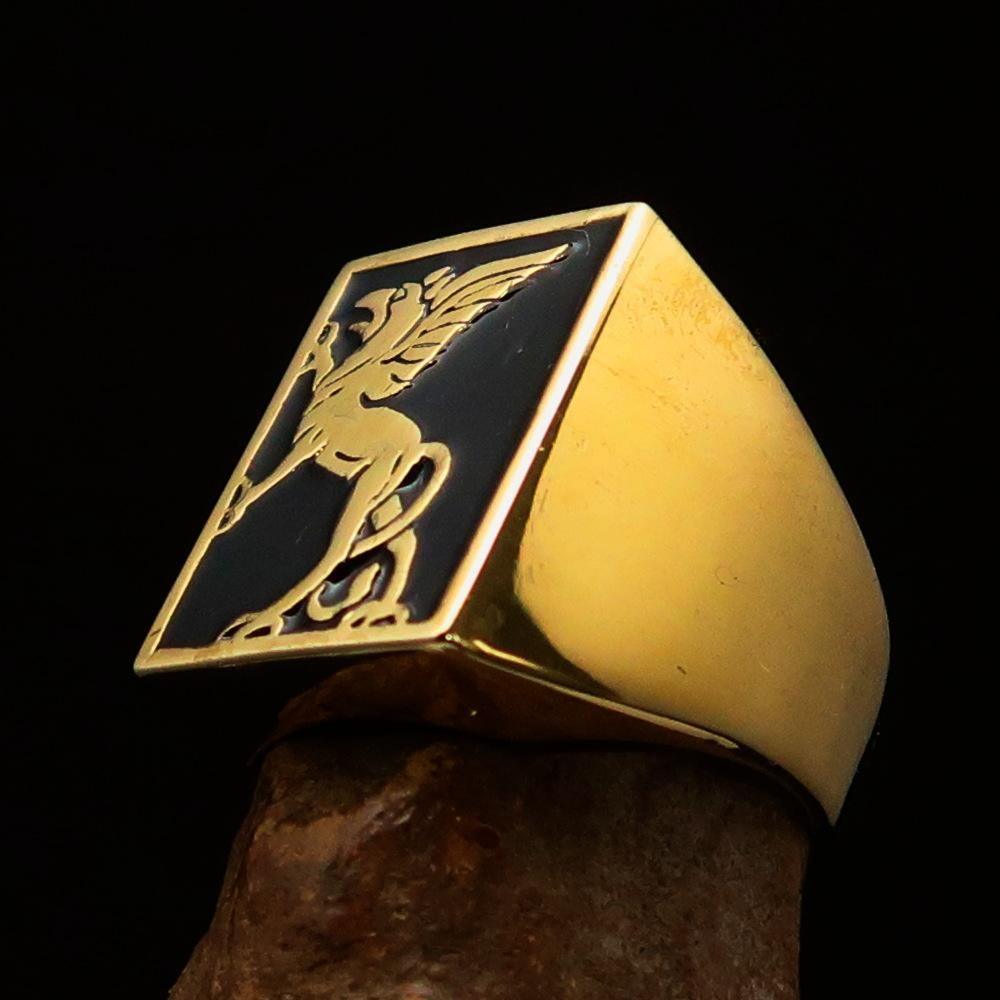Perfectly crafted Men's Black Griffin Ring Griffon - Solid Brass