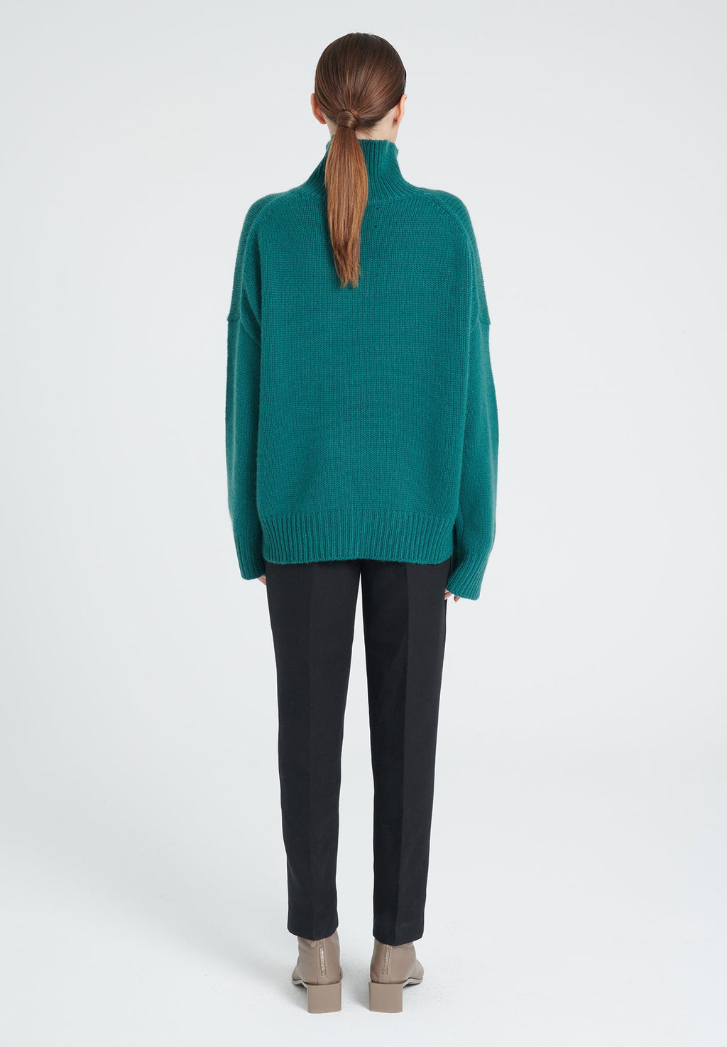 Pull col montant cachemire 10 fils vert foncé femme - ZAYA 3