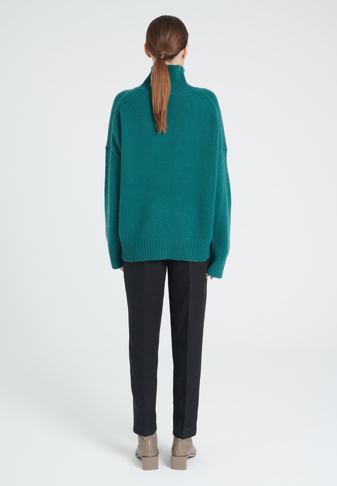 Pull col montant cachemire 10 fils vert foncé femme - ZAYA 3