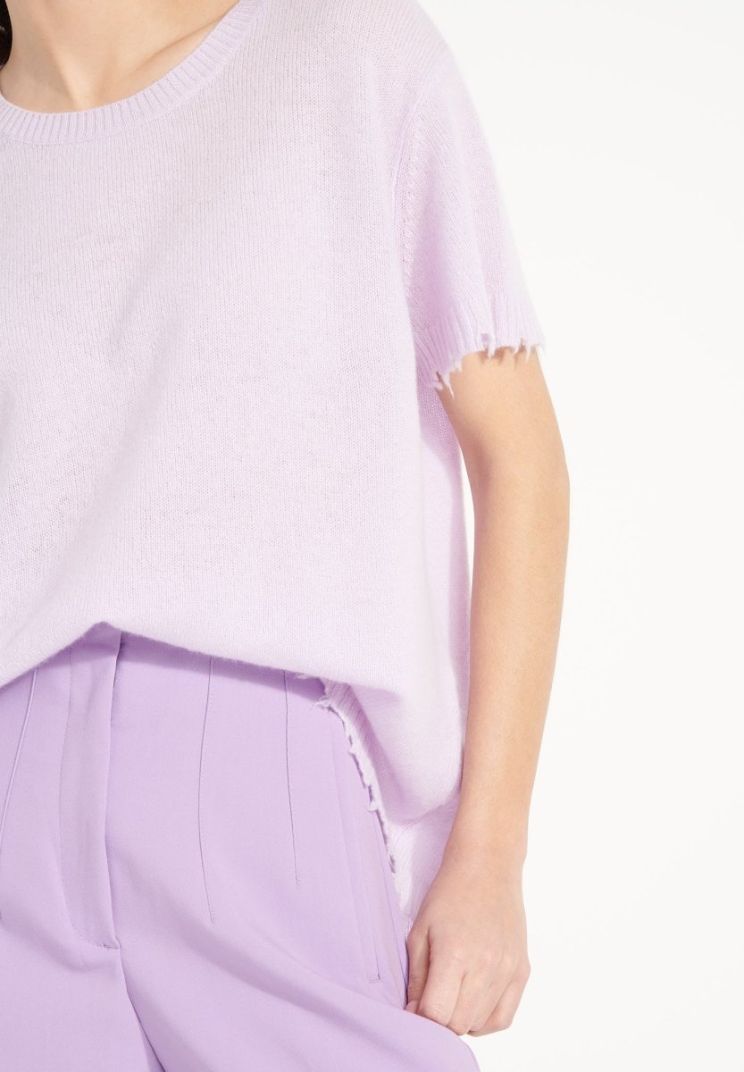 T-shirt col rond cachemire lilas femme - AVA 6