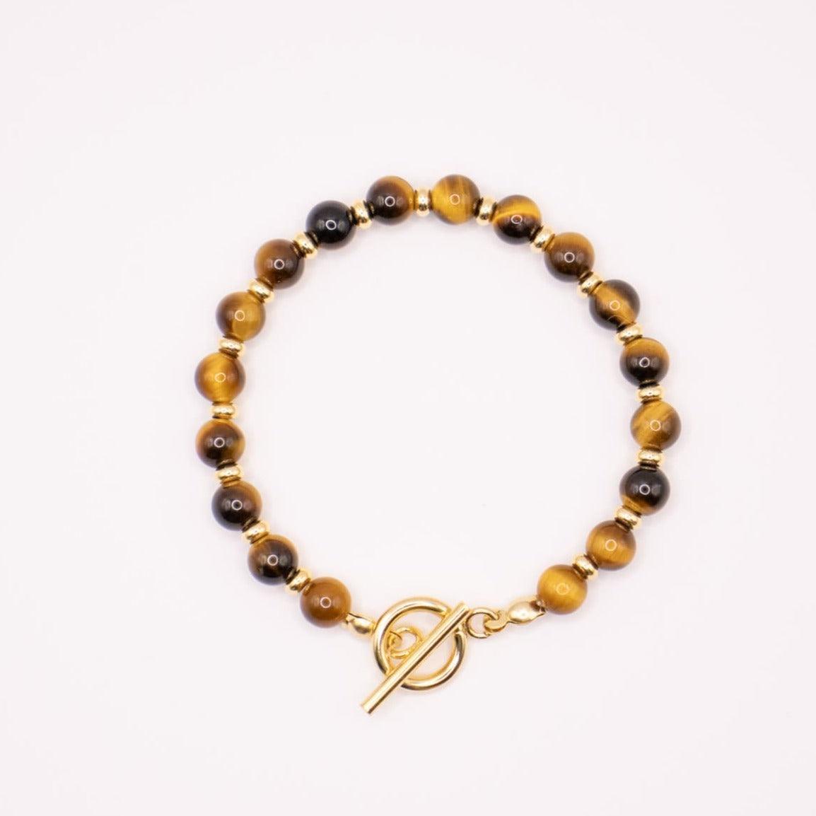 CIRCÉ | Bracelet en Oeil de tigre et plaqué Or 18 et 24 carats