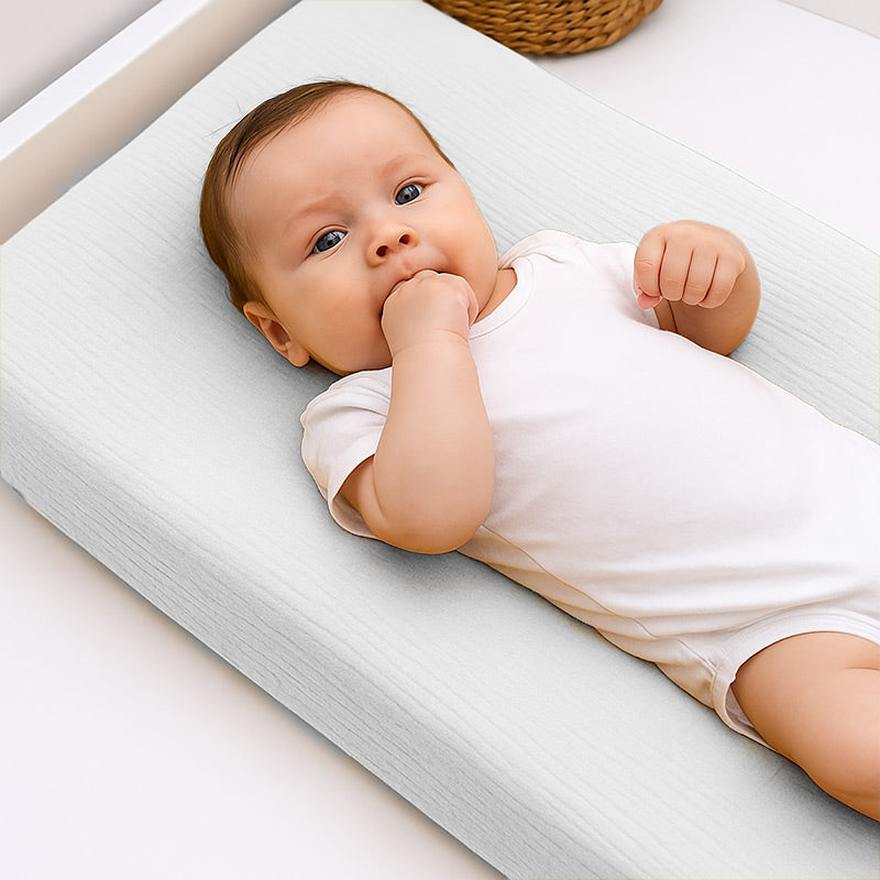 housse matelas a langer coton bio papate blanc gaze