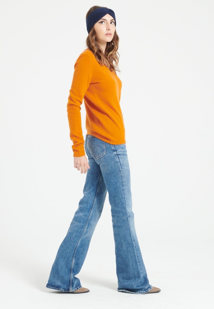 Pull col V cachemire orange citrouille femme - LILLY 2A