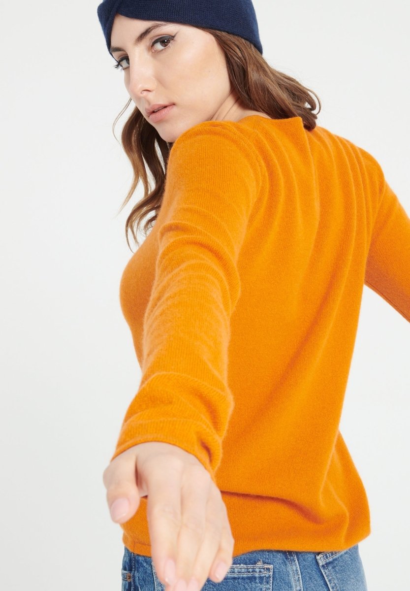 Pull col V cachemire orange citrouille femme - LILLY 2A