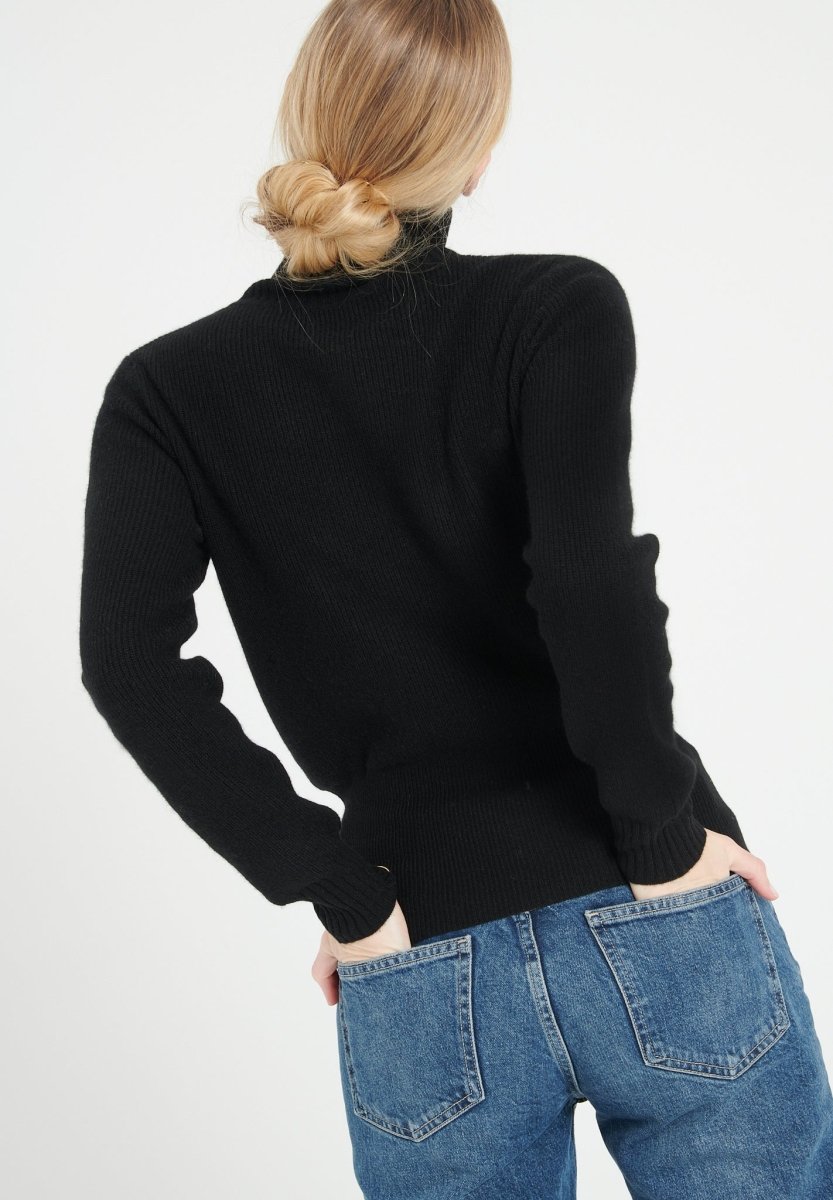 Pull col roulé cachemire noir femme - LILLY 21