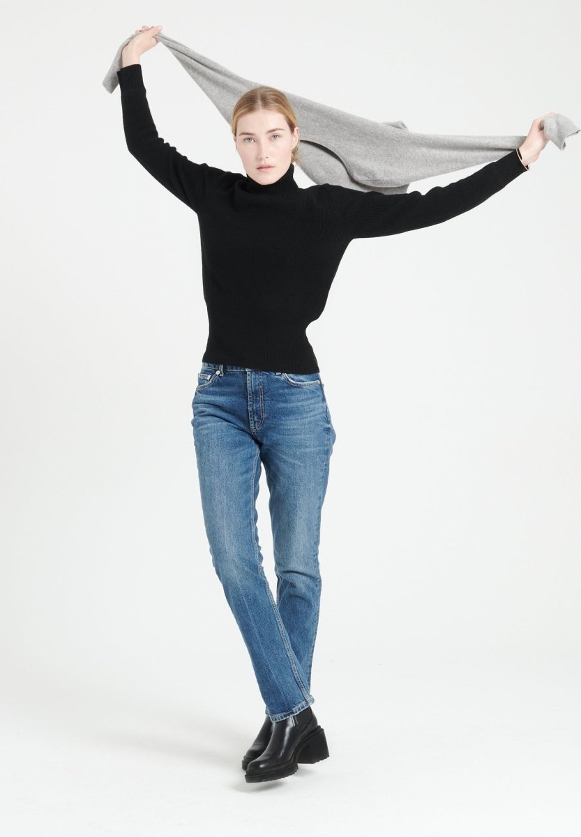 Pull col roulé cachemire noir femme - LILLY 21