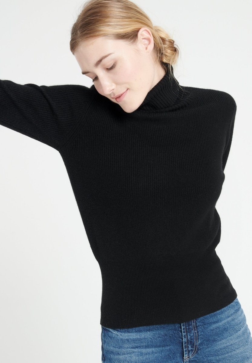 Pull col roulé cachemire noir femme - LILLY 21