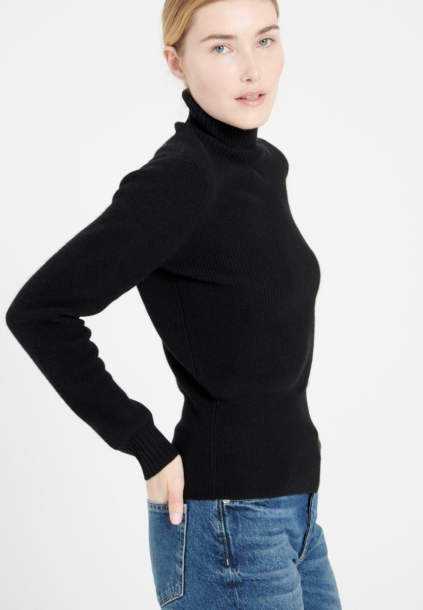 Pull col roulé cachemire noir femme - LILLY 21