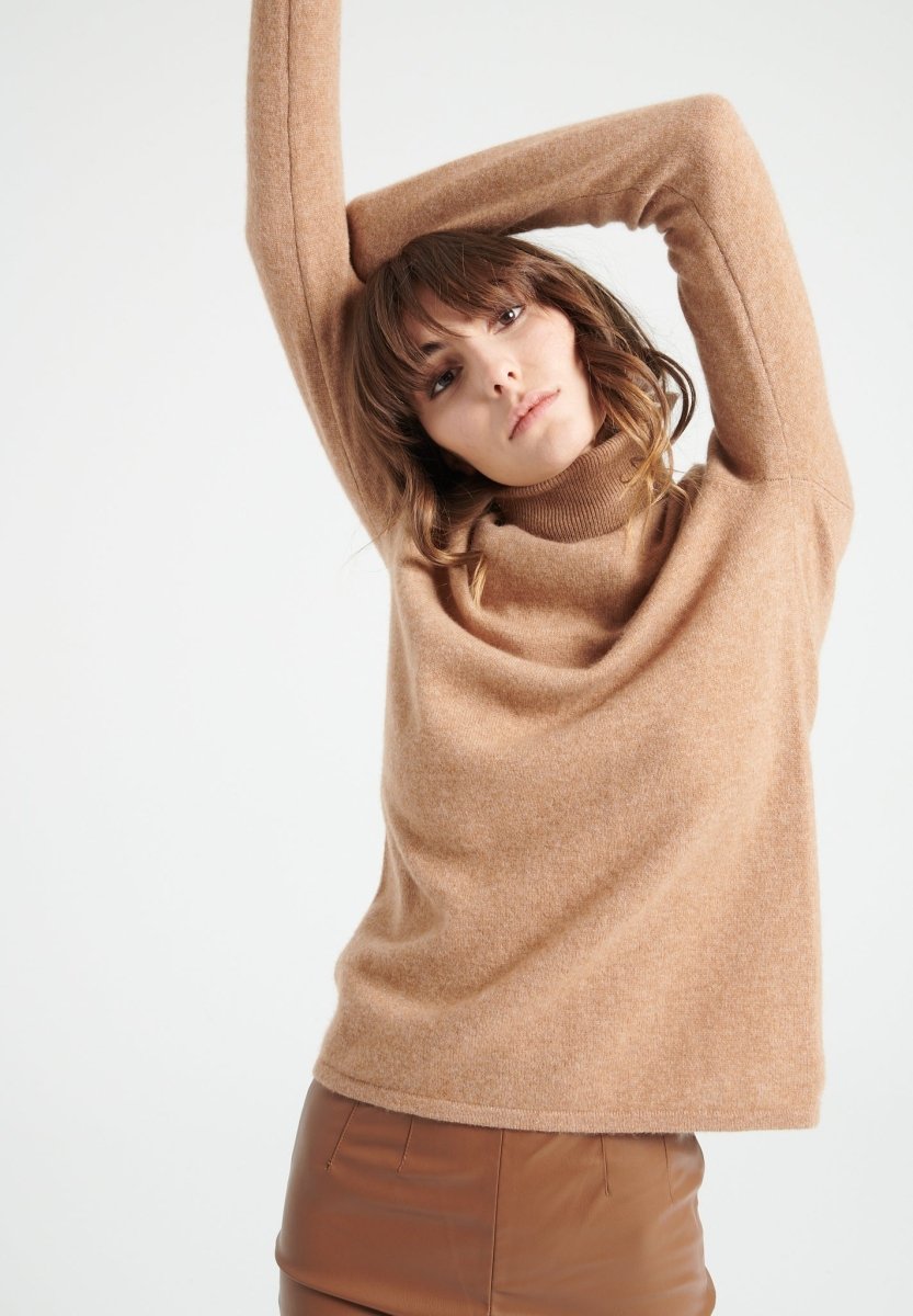 Pull col roulé cachemire camel femme - LILLY 3