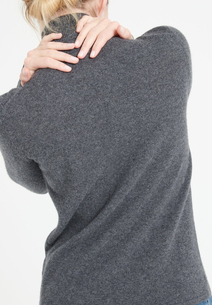 Pull col roulé cachemire gris anthracite femme - LILLY 3