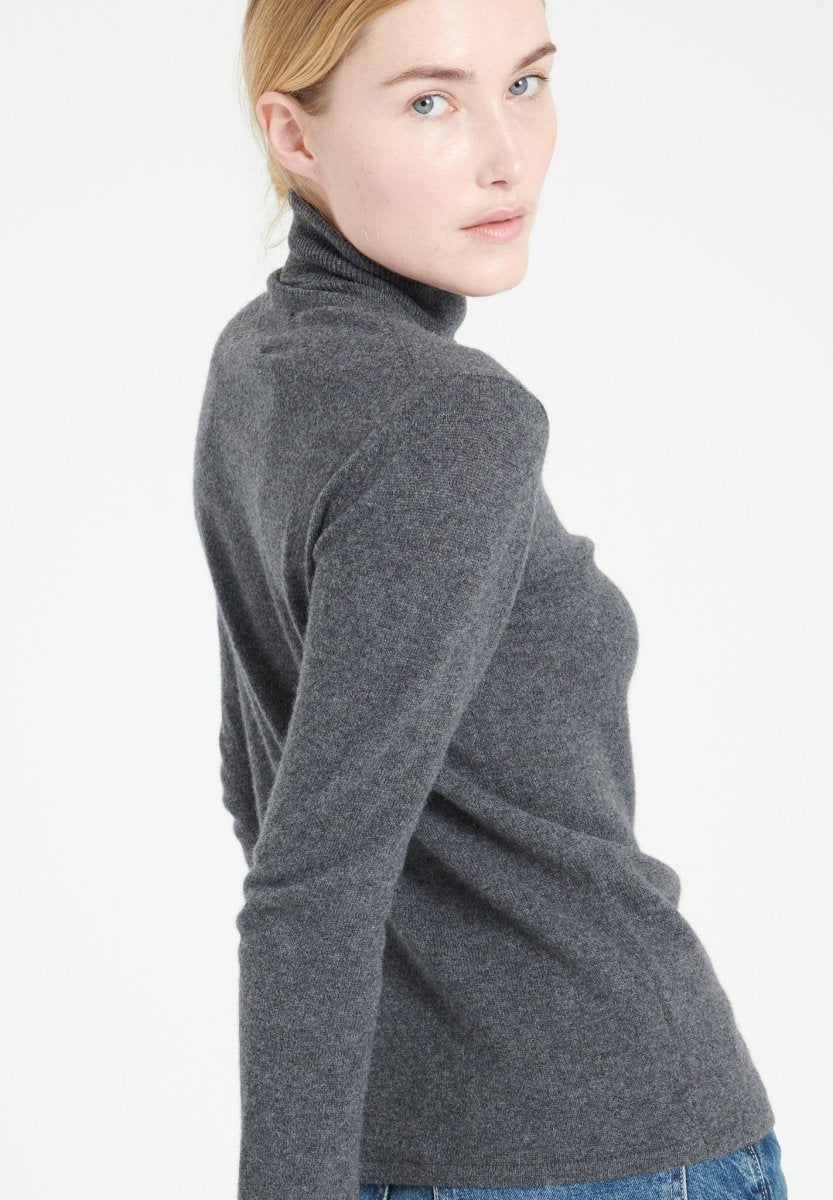Pull col roulé cachemire gris anthracite femme - LILLY 3