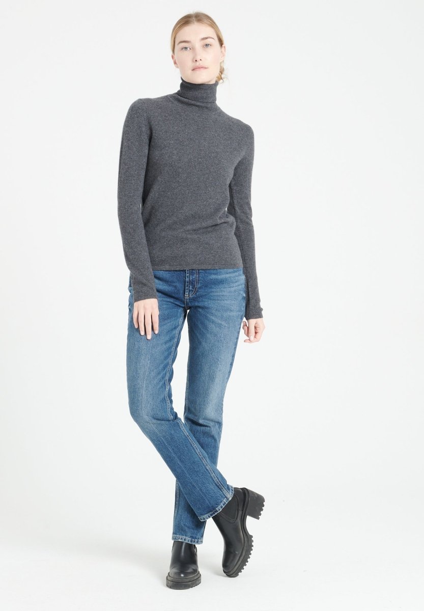 Pull col roulé cachemire gris anthracite femme - LILLY 3