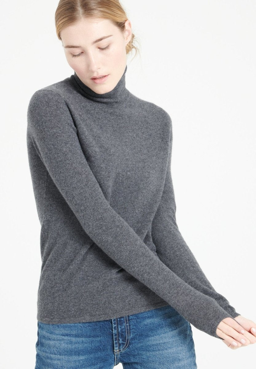 Pull col roulé cachemire gris anthracite femme - LILLY 3