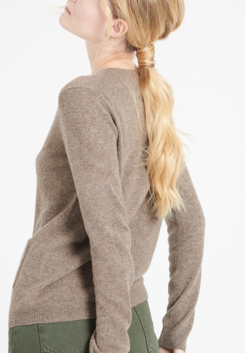 Cardigan col rond cachemire taupe femme - LILLY 4A