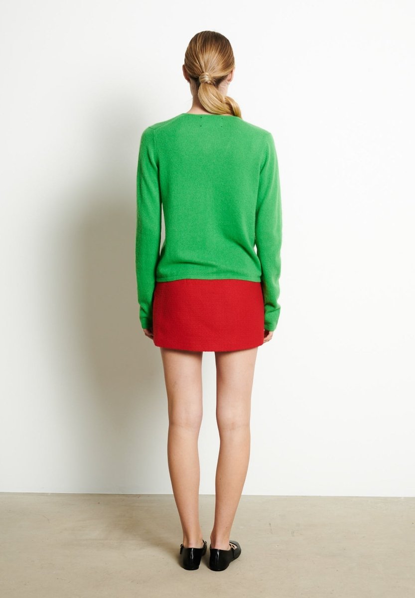 Cardigan col V cachemire vert pomme femme - LILLY 7B