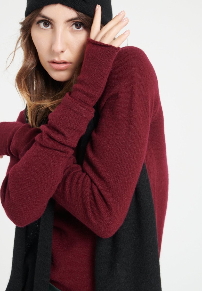 Mitaines cachemire rouge bordeaux - UNI 3
