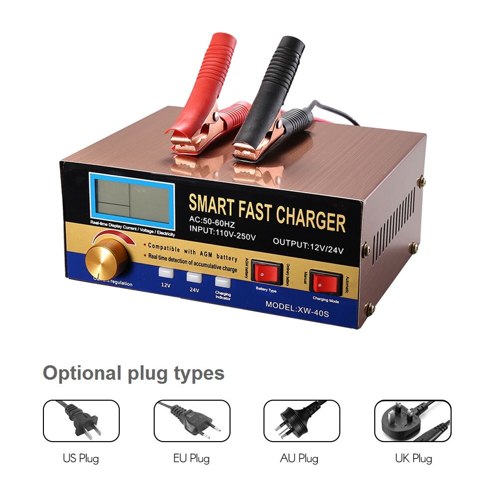 Intelligent Automatic Battery Charger 12V/24VReconditioner Pulse Repair with Digital Display for Car Cell Motorcycle AGM Battery