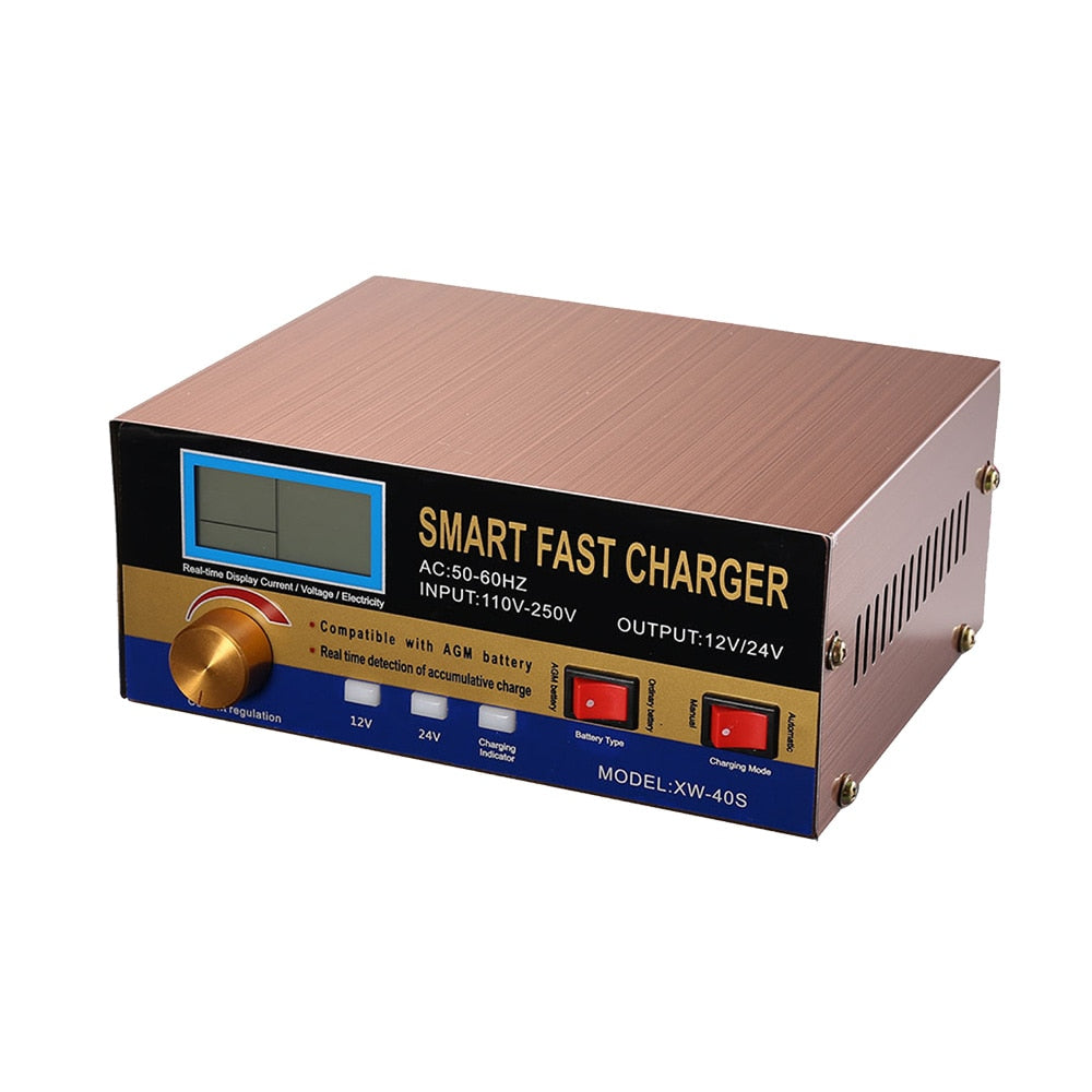 Intelligent Automatic Battery Charger 12V/24VReconditioner Pulse Repair with Digital Display for Car Cell Motorcycle AGM Battery