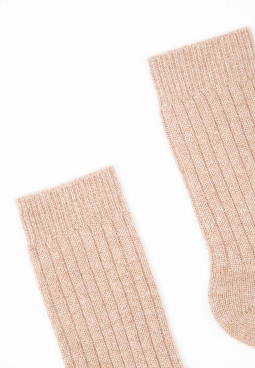 Chaussettes cachemire 4 fils camel - UNI 12
