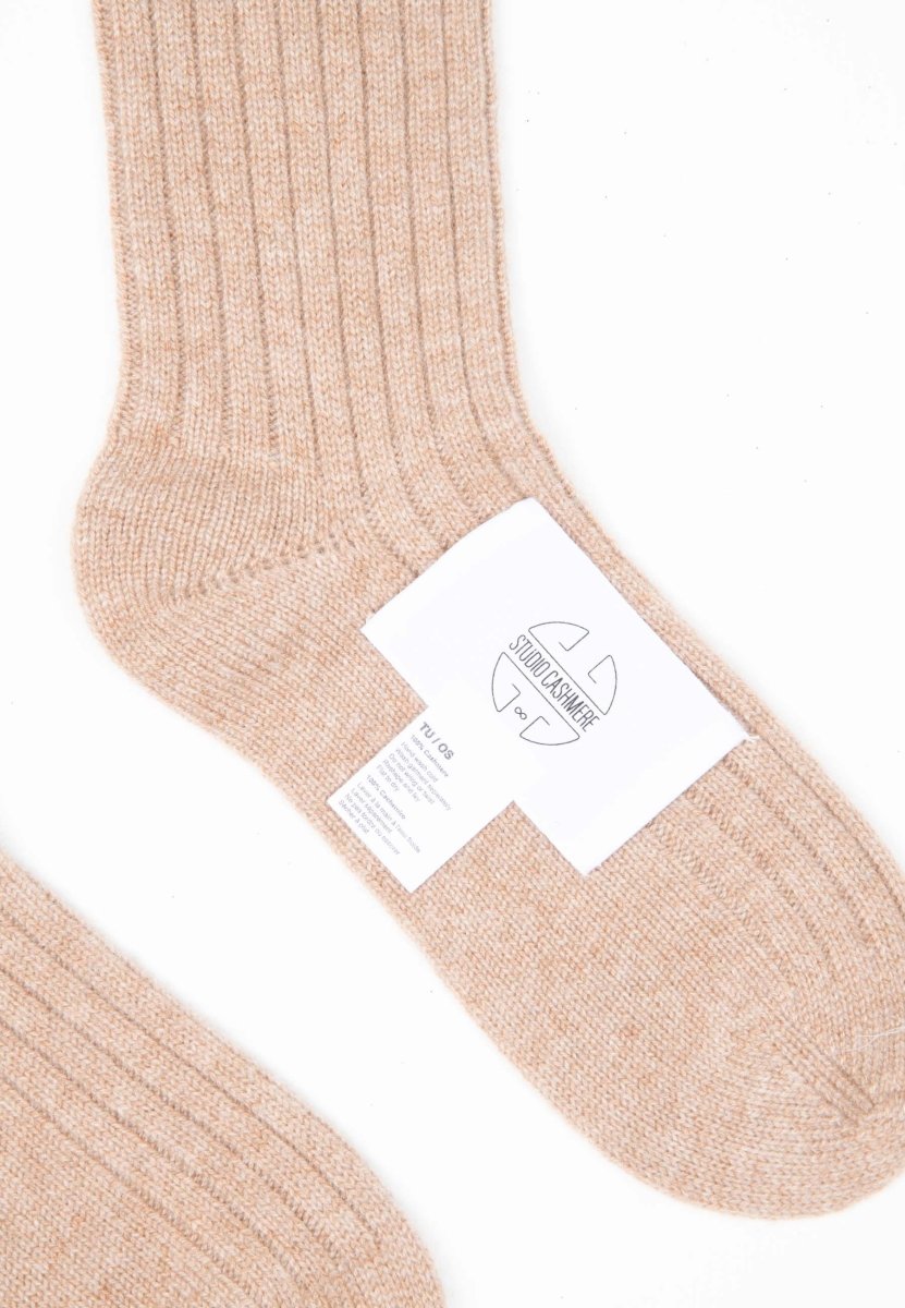 Chaussettes cachemire 4 fils camel - UNI 12
