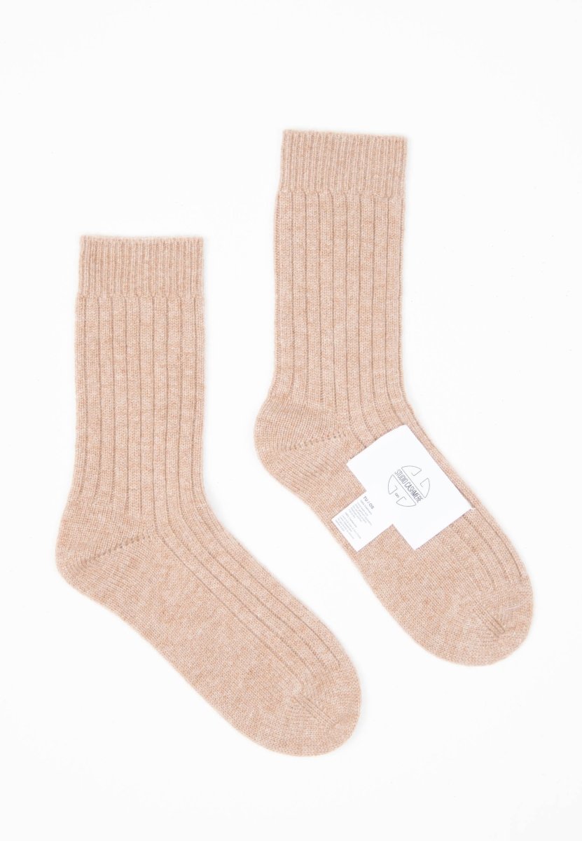 Chaussettes cachemire 4 fils camel - UNI 12